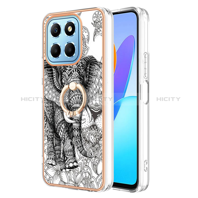 Handyhülle Silikon Hülle Gummi Schutzhülle Flexible Modisch Muster mit Fingerring Ständer YB2 für Huawei Honor 70 Lite 5G