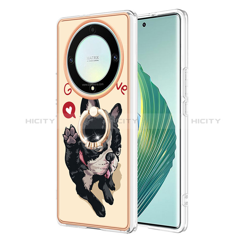 Handyhülle Silikon Hülle Gummi Schutzhülle Flexible Modisch Muster mit Fingerring Ständer YB2 für Huawei Honor Magic5 Lite 5G