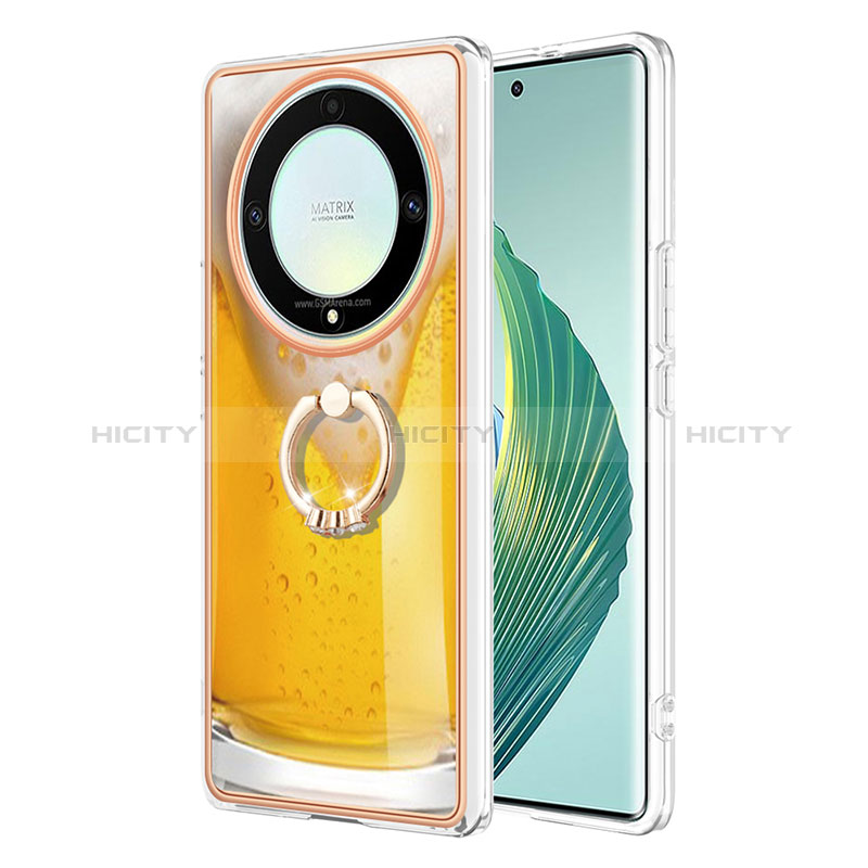 Handyhülle Silikon Hülle Gummi Schutzhülle Flexible Modisch Muster mit Fingerring Ständer YB2 für Huawei Honor Magic5 Lite 5G