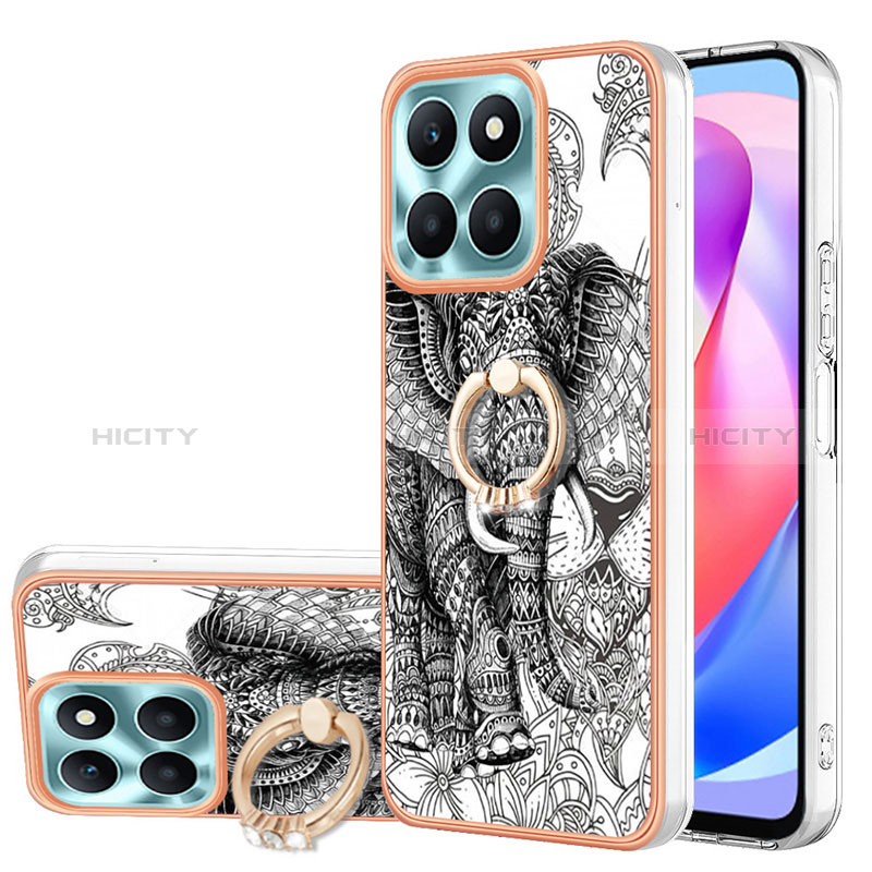 Handyhülle Silikon Hülle Gummi Schutzhülle Flexible Modisch Muster mit Fingerring Ständer YB2 für Huawei Honor X6a groß