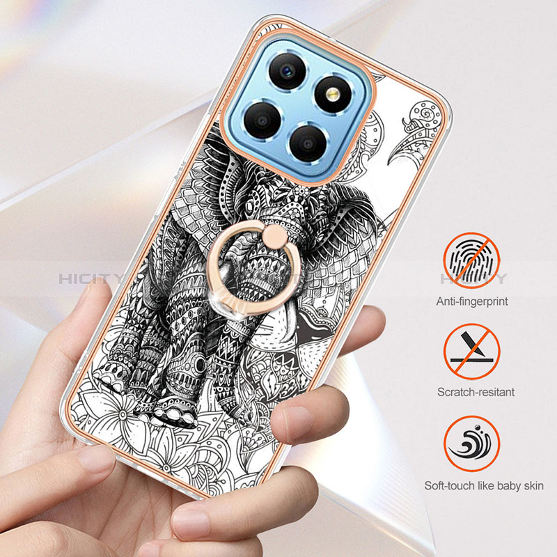 Handyhülle Silikon Hülle Gummi Schutzhülle Flexible Modisch Muster mit Fingerring Ständer YB2 für Huawei Honor X6S groß