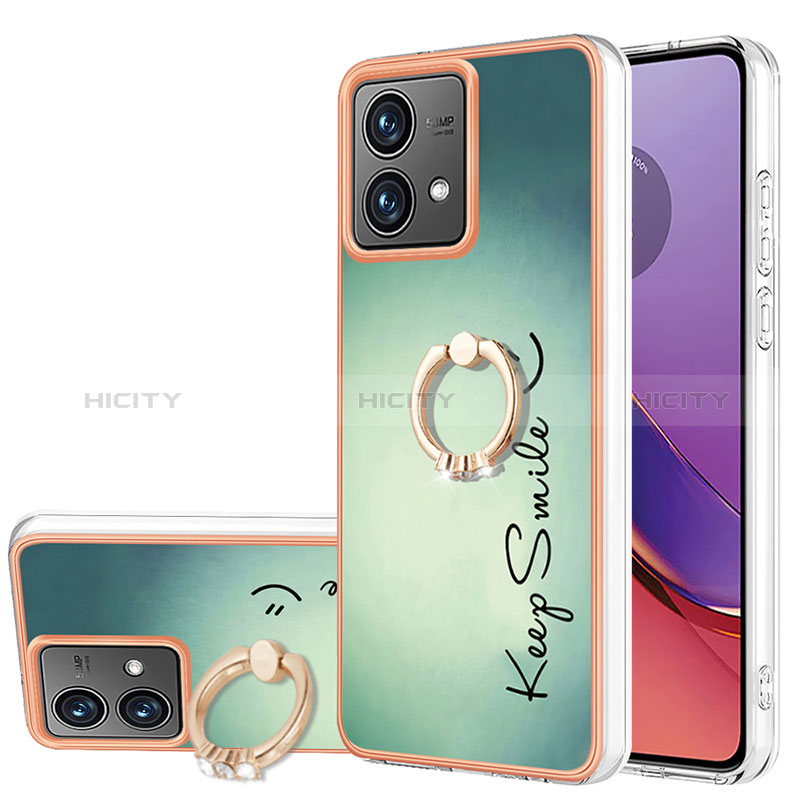 Handyhülle Silikon Hülle Gummi Schutzhülle Flexible Modisch Muster mit Fingerring Ständer YB2 für Motorola Moto G84 5G groß