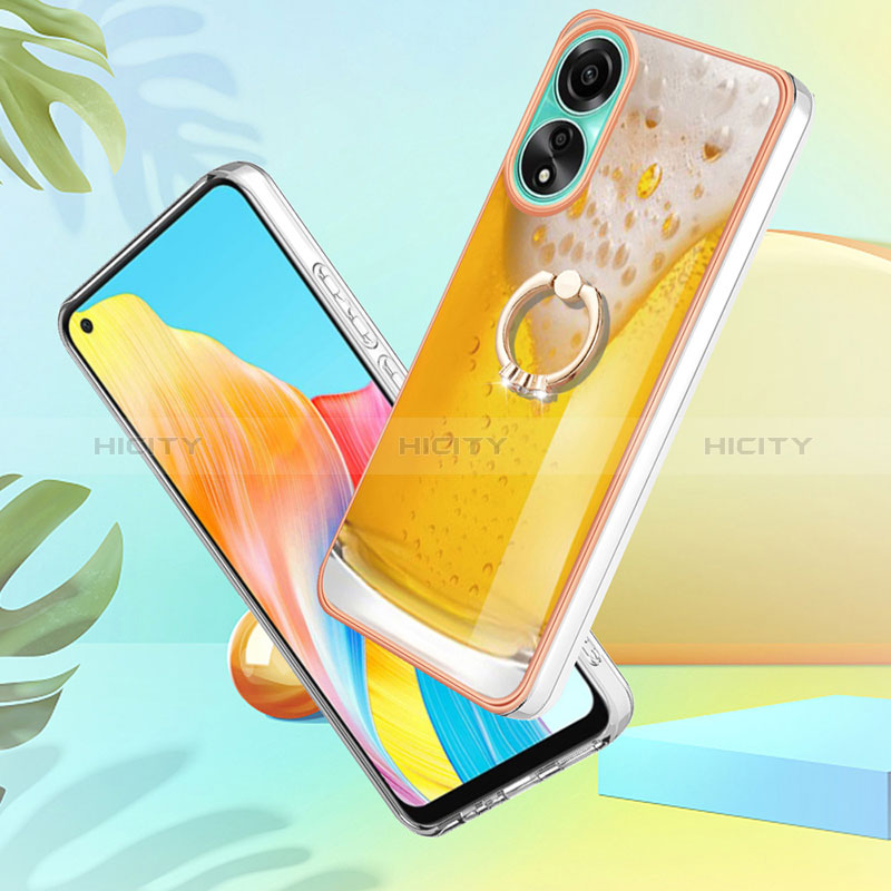 Handyhülle Silikon Hülle Gummi Schutzhülle Flexible Modisch Muster mit Fingerring Ständer YB2 für Oppo A78 4G