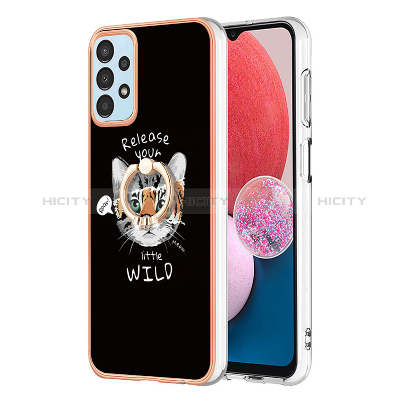 Handyhülle Silikon Hülle Gummi Schutzhülle Flexible Modisch Muster mit Fingerring Ständer YB2 für Samsung Galaxy A13 4G Plusfarbig