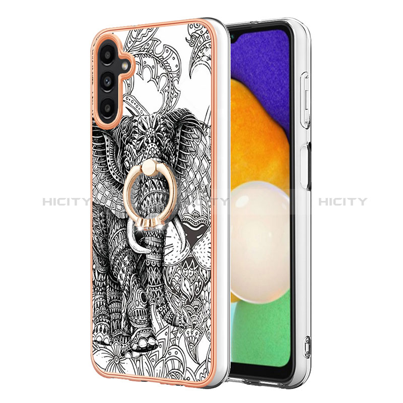 Handyhülle Silikon Hülle Gummi Schutzhülle Flexible Modisch Muster mit Fingerring Ständer YB2 für Samsung Galaxy A13 5G