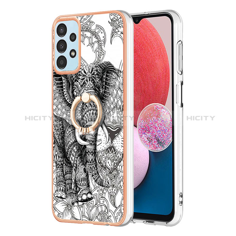 Handyhülle Silikon Hülle Gummi Schutzhülle Flexible Modisch Muster mit Fingerring Ständer YB2 für Samsung Galaxy A32 5G