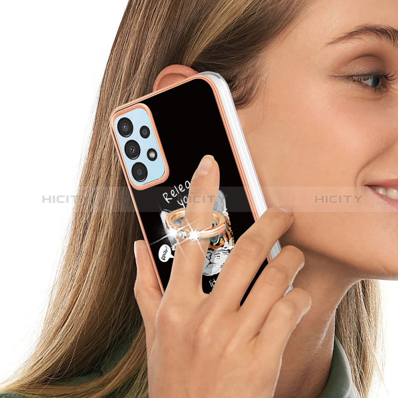 Handyhülle Silikon Hülle Gummi Schutzhülle Flexible Modisch Muster mit Fingerring Ständer YB2 für Samsung Galaxy A52 4G groß
