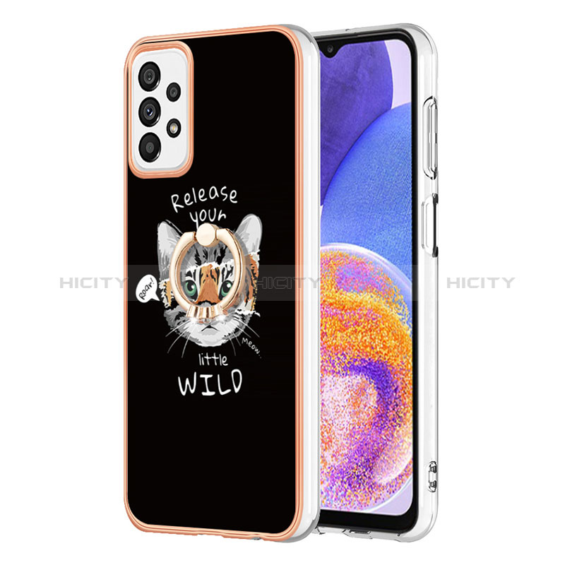 Handyhülle Silikon Hülle Gummi Schutzhülle Flexible Modisch Muster mit Fingerring Ständer YB2 für Samsung Galaxy A72 4G