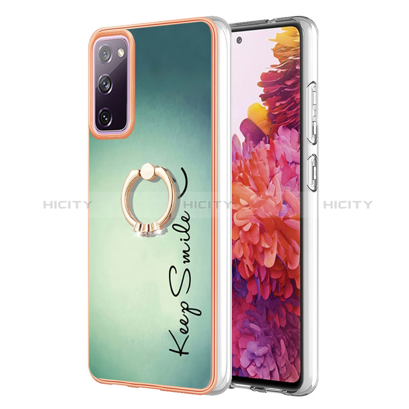 Handyhülle Silikon Hülle Gummi Schutzhülle Flexible Modisch Muster mit Fingerring Ständer YB2 für Samsung Galaxy S20 FE 5G Grün Plus