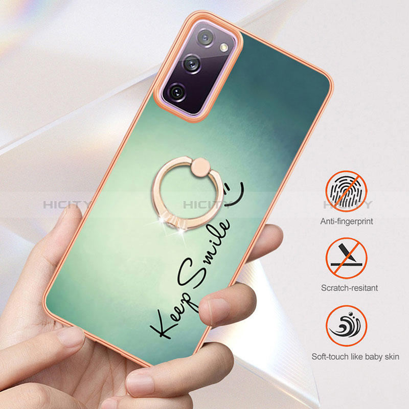 Handyhülle Silikon Hülle Gummi Schutzhülle Flexible Modisch Muster mit Fingerring Ständer YB2 für Samsung Galaxy S20 Lite 5G groß