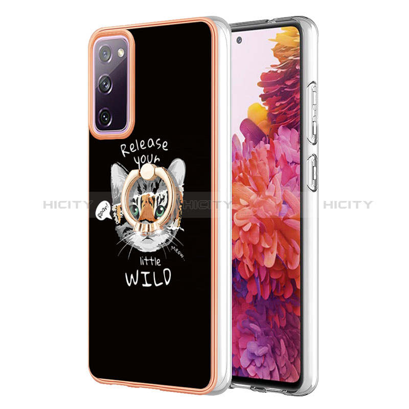 Handyhülle Silikon Hülle Gummi Schutzhülle Flexible Modisch Muster mit Fingerring Ständer YB2 für Samsung Galaxy S20 Lite 5G groß