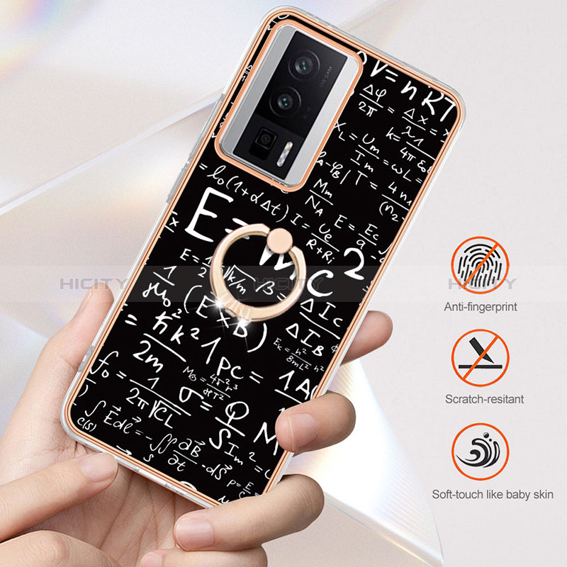 Handyhülle Silikon Hülle Gummi Schutzhülle Flexible Modisch Muster mit Fingerring Ständer YB2 für Xiaomi Poco F5 Pro 5G