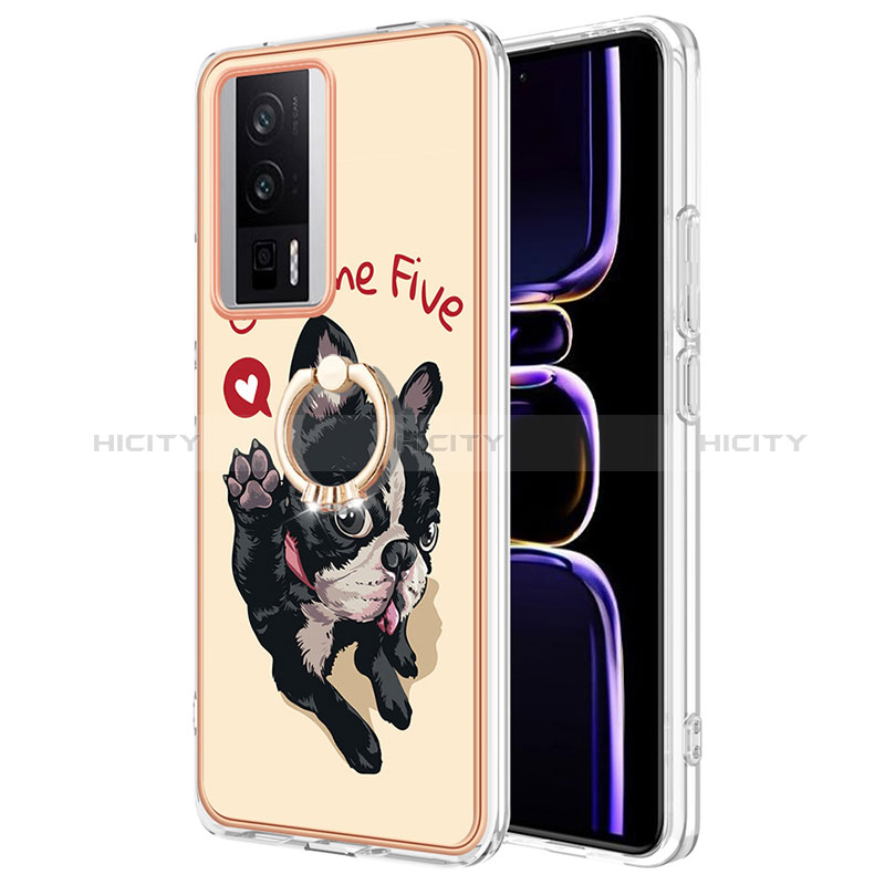 Handyhülle Silikon Hülle Gummi Schutzhülle Flexible Modisch Muster mit Fingerring Ständer YB2 für Xiaomi Poco F5 Pro 5G