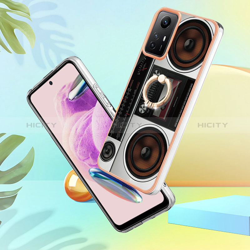 Handyhülle Silikon Hülle Gummi Schutzhülle Flexible Modisch Muster mit Fingerring Ständer YB2 für Xiaomi Redmi Note 12S