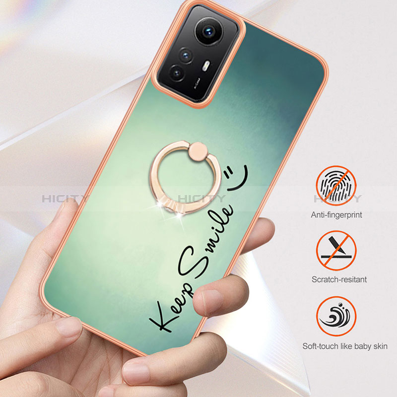 Handyhülle Silikon Hülle Gummi Schutzhülle Flexible Modisch Muster mit Fingerring Ständer YB2 für Xiaomi Redmi Note 12S