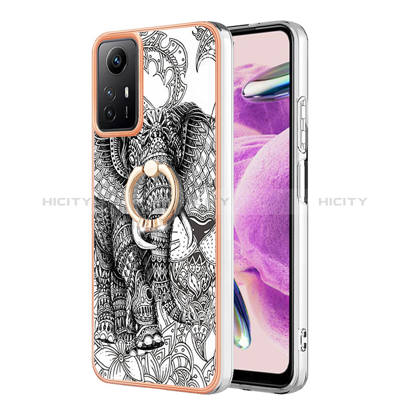 Handyhülle Silikon Hülle Gummi Schutzhülle Flexible Modisch Muster mit Fingerring Ständer YB2 für Xiaomi Redmi Note 12S