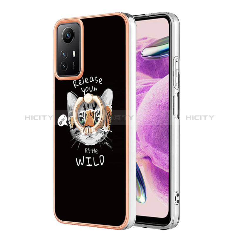 Handyhülle Silikon Hülle Gummi Schutzhülle Flexible Modisch Muster mit Fingerring Ständer YB2 für Xiaomi Redmi Note 12S