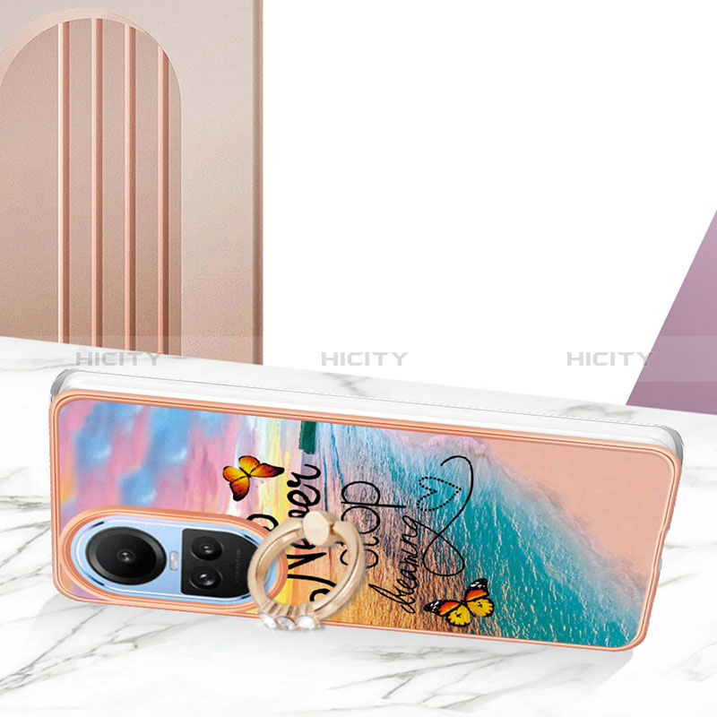 Handyhülle Silikon Hülle Gummi Schutzhülle Flexible Modisch Muster mit Fingerring Ständer YB3 für Oppo Reno10 Pro 5G