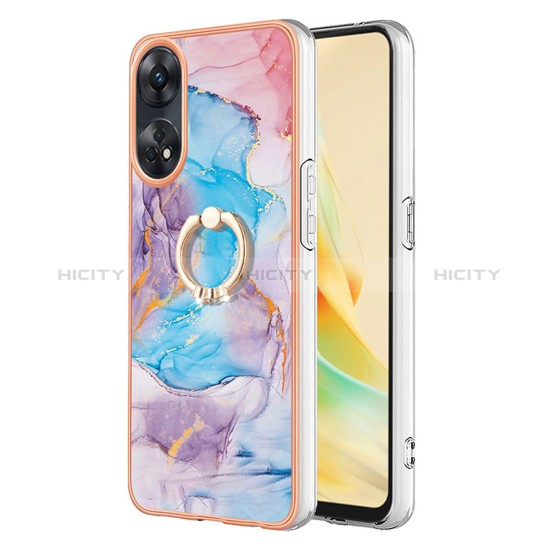 Handyhülle Silikon Hülle Gummi Schutzhülle Flexible Modisch Muster mit Fingerring Ständer YB3 für Oppo Reno8 T 4G groß