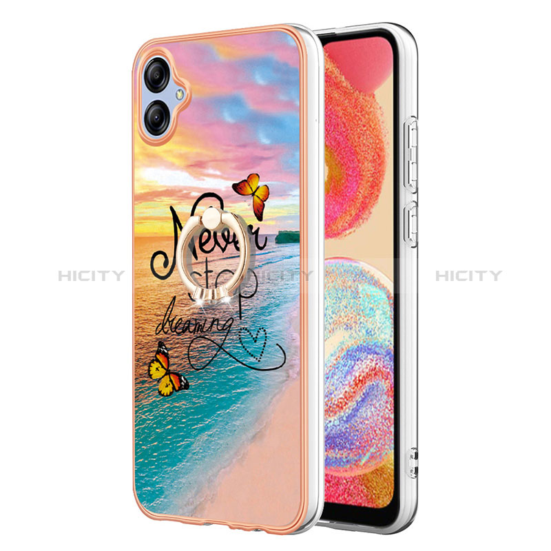 Handyhülle Silikon Hülle Gummi Schutzhülle Flexible Modisch Muster mit Fingerring Ständer YB3 für Samsung Galaxy A04 4G Plusfarbig Plus