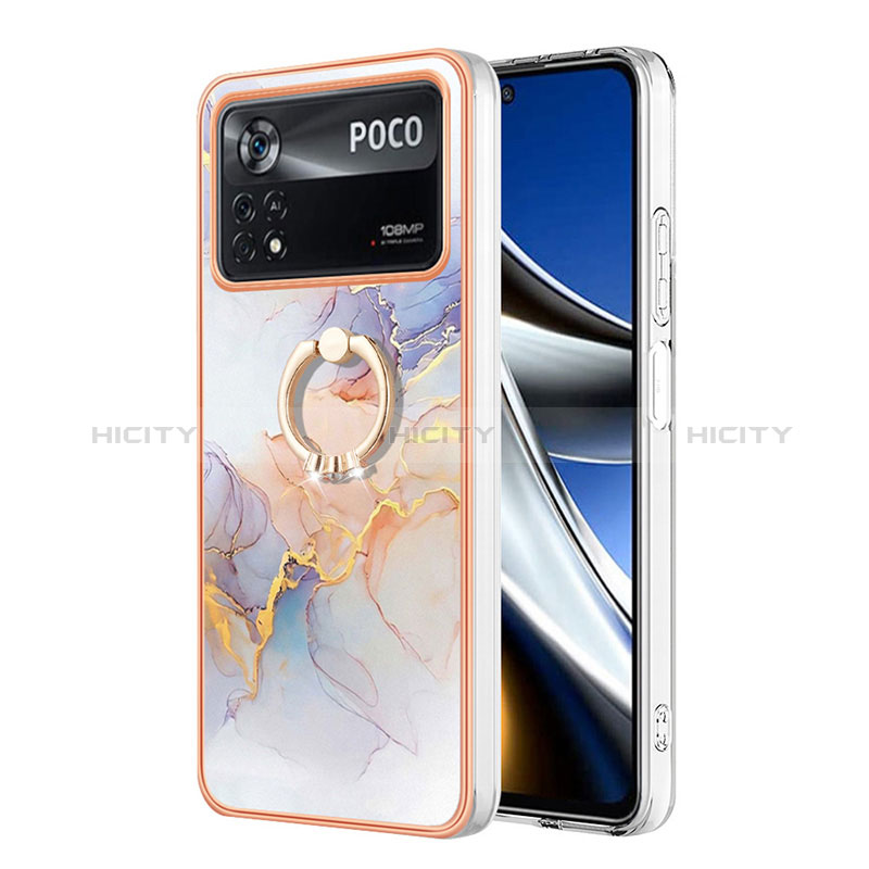 Handyhülle Silikon Hülle Gummi Schutzhülle Flexible Modisch Muster mit Fingerring Ständer YB3 für Xiaomi Poco X4 Pro 5G