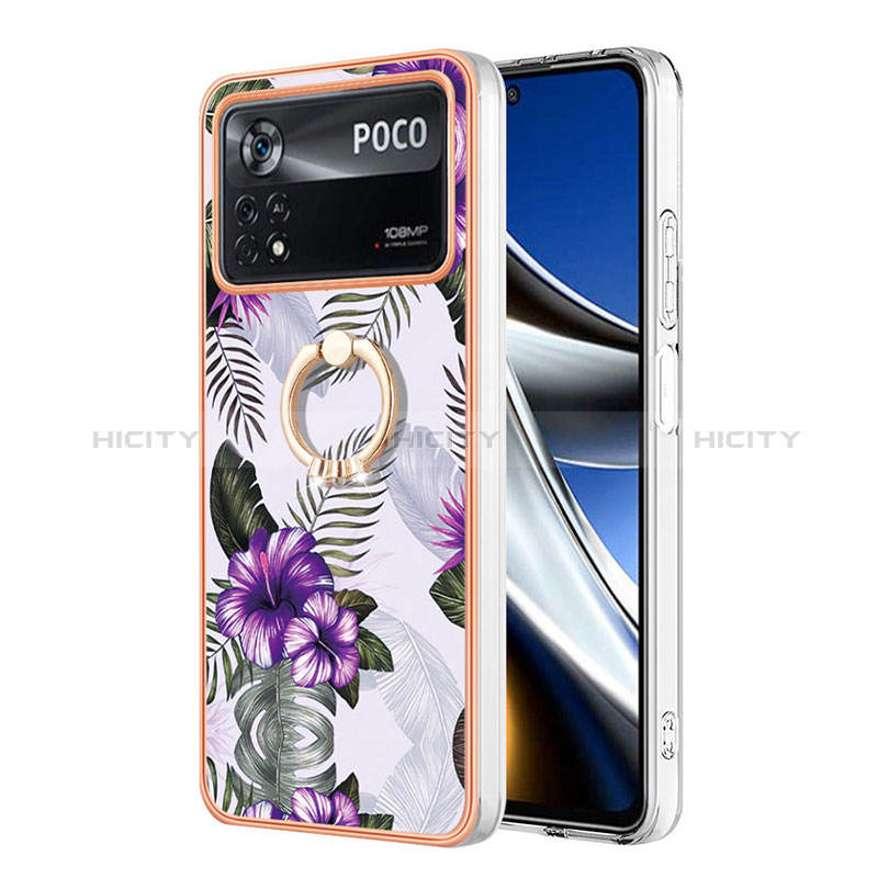 Handyhülle Silikon Hülle Gummi Schutzhülle Flexible Modisch Muster mit Fingerring Ständer YB3 für Xiaomi Poco X4 Pro 5G groß