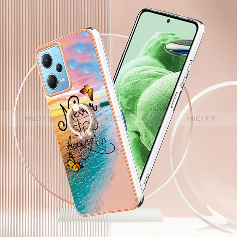 Handyhülle Silikon Hülle Gummi Schutzhülle Flexible Modisch Muster mit Fingerring Ständer YB3 für Xiaomi Poco X5 5G