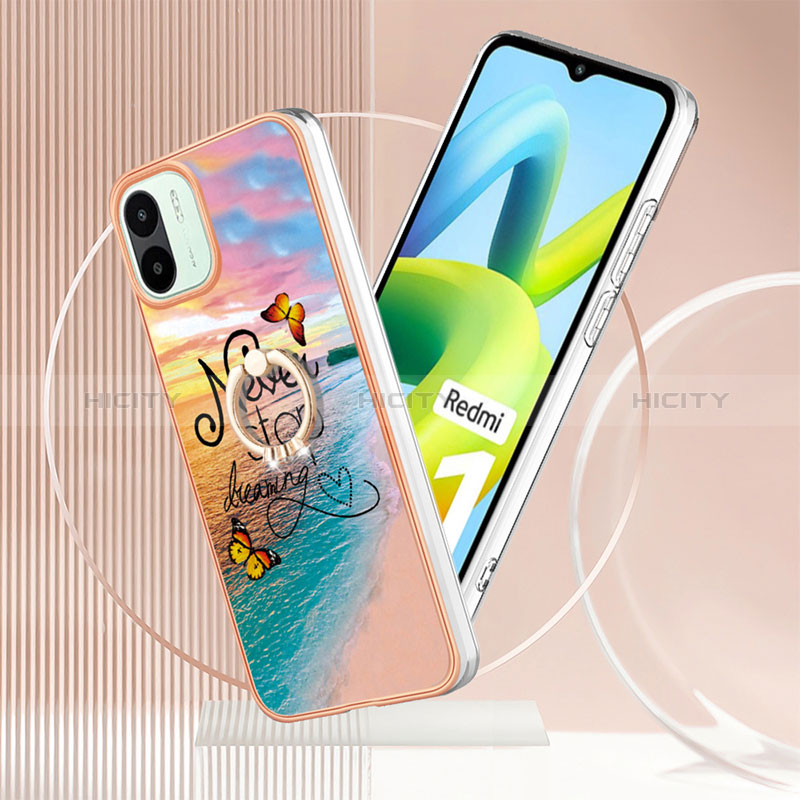 Handyhülle Silikon Hülle Gummi Schutzhülle Flexible Modisch Muster mit Fingerring Ständer YB3 für Xiaomi Redmi A2 Plus