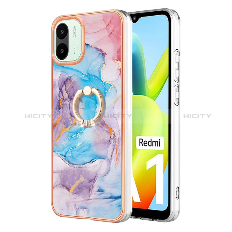 Handyhülle Silikon Hülle Gummi Schutzhülle Flexible Modisch Muster mit Fingerring Ständer YB3 für Xiaomi Redmi A2 Plus Blau Plus