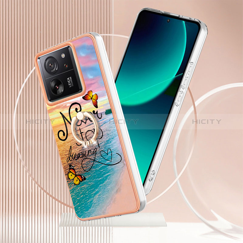 Handyhülle Silikon Hülle Gummi Schutzhülle Flexible Modisch Muster mit Fingerring Ständer YB3 für Xiaomi Redmi K60 Ultra 5G