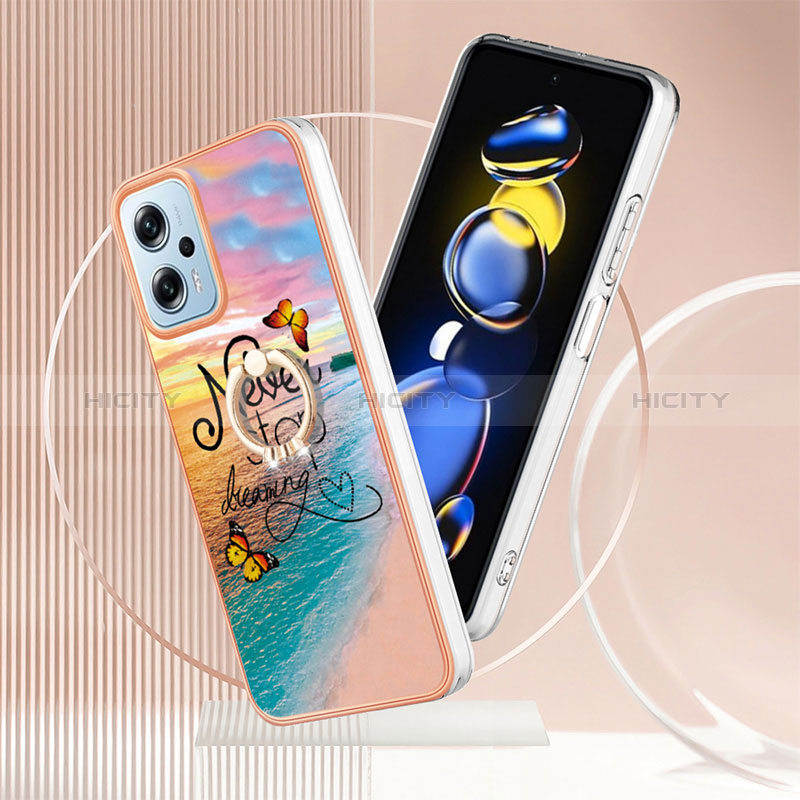 Handyhülle Silikon Hülle Gummi Schutzhülle Flexible Modisch Muster mit Fingerring Ständer YB3 für Xiaomi Redmi Note 11 Pro+ Plus 5G groß