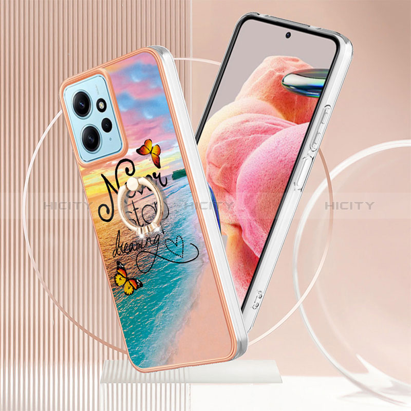 Handyhülle Silikon Hülle Gummi Schutzhülle Flexible Modisch Muster mit Fingerring Ständer YB3 für Xiaomi Redmi Note 12 4G