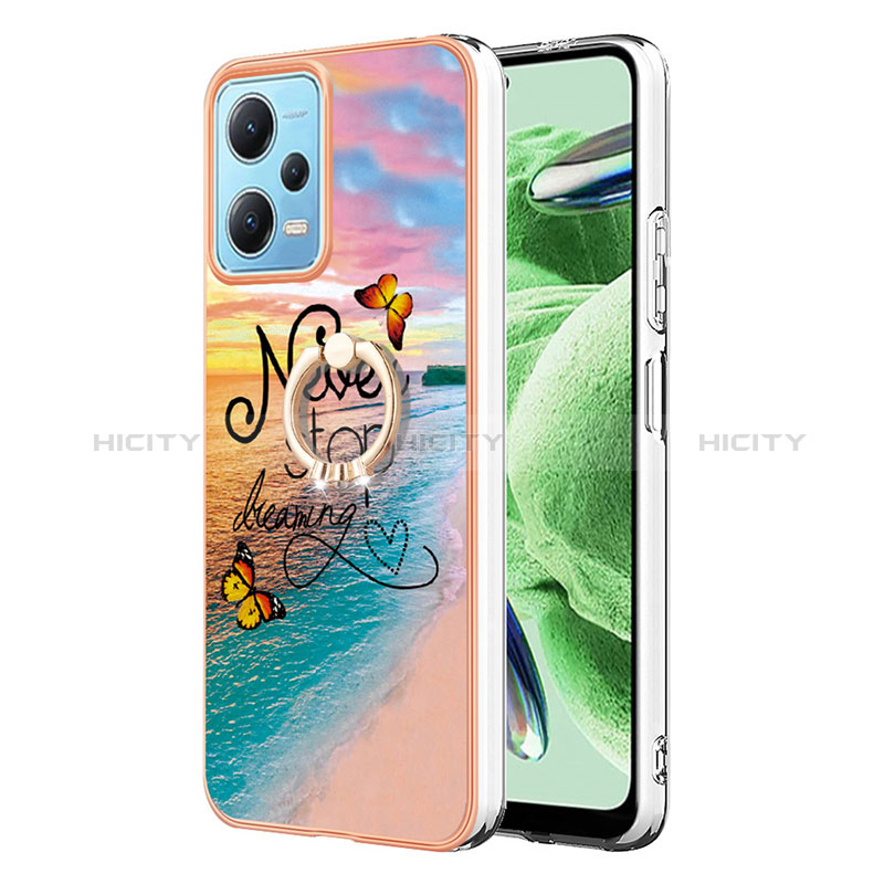 Handyhülle Silikon Hülle Gummi Schutzhülle Flexible Modisch Muster mit Fingerring Ständer YB3 für Xiaomi Redmi Note 12 5G