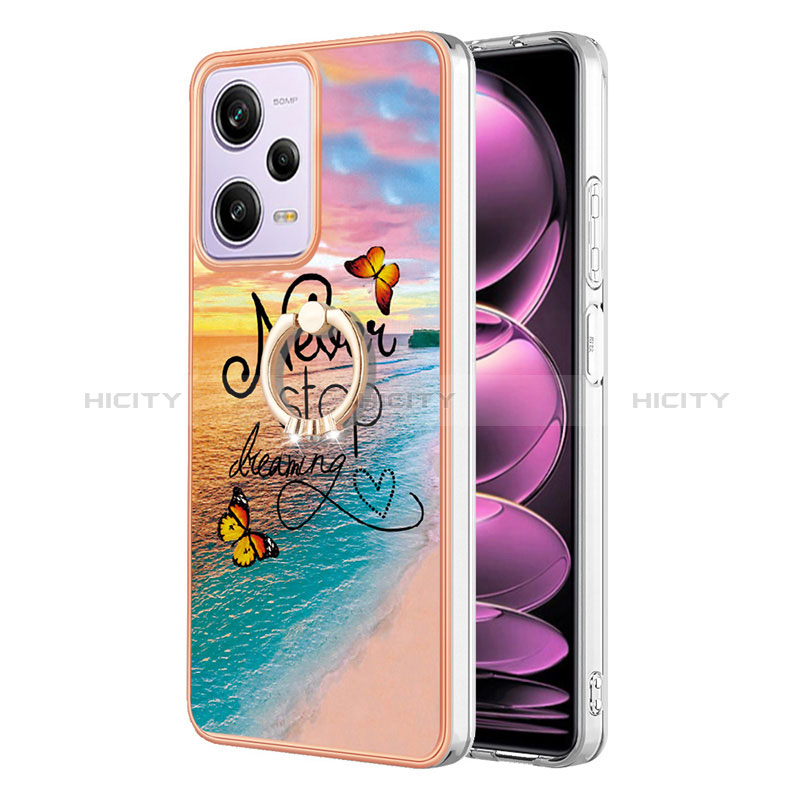 Handyhülle Silikon Hülle Gummi Schutzhülle Flexible Modisch Muster mit Fingerring Ständer YB3 für Xiaomi Redmi Note 12 Pro 5G Plusfarbig