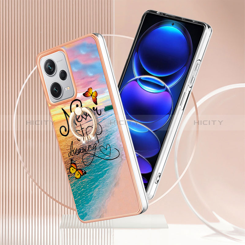 Handyhülle Silikon Hülle Gummi Schutzhülle Flexible Modisch Muster mit Fingerring Ständer YB3 für Xiaomi Redmi Note 12 Pro+ Plus 5G groß