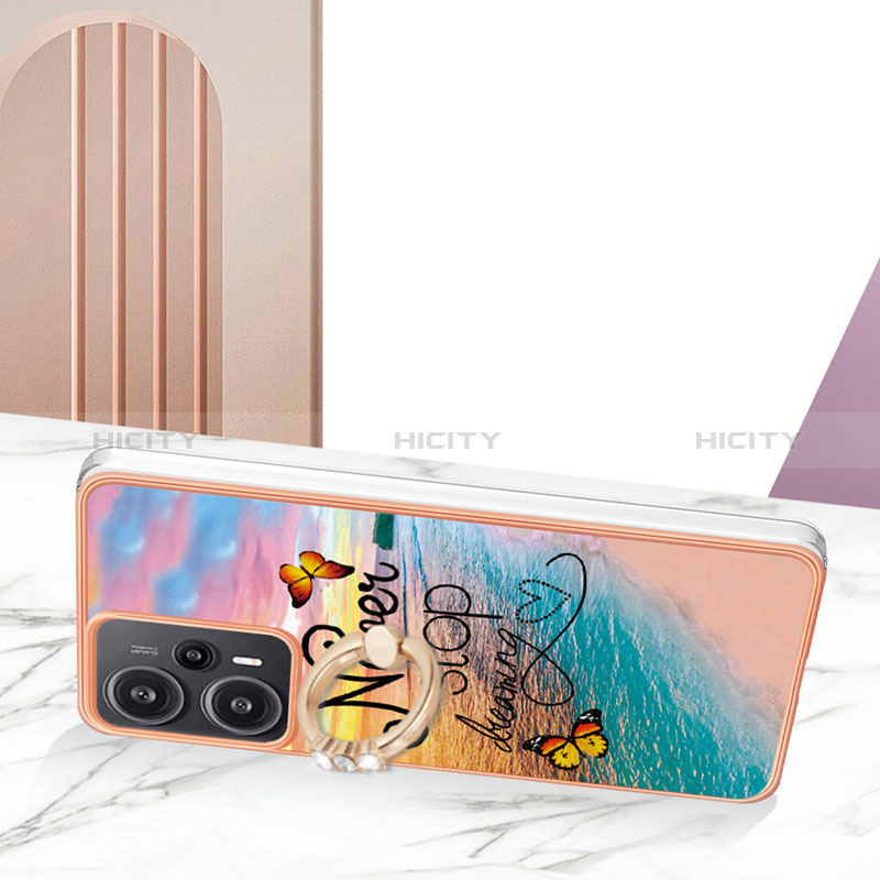 Handyhülle Silikon Hülle Gummi Schutzhülle Flexible Modisch Muster mit Fingerring Ständer YB3 für Xiaomi Redmi Note 12 Turbo 5G