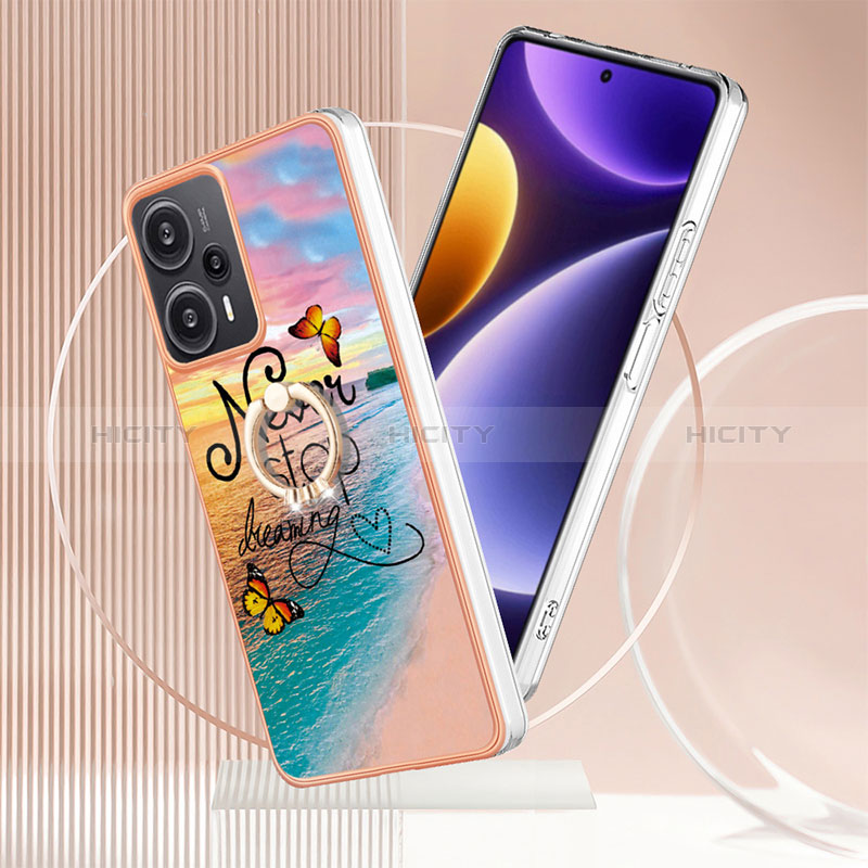 Handyhülle Silikon Hülle Gummi Schutzhülle Flexible Modisch Muster mit Fingerring Ständer YB3 für Xiaomi Redmi Note 12 Turbo 5G