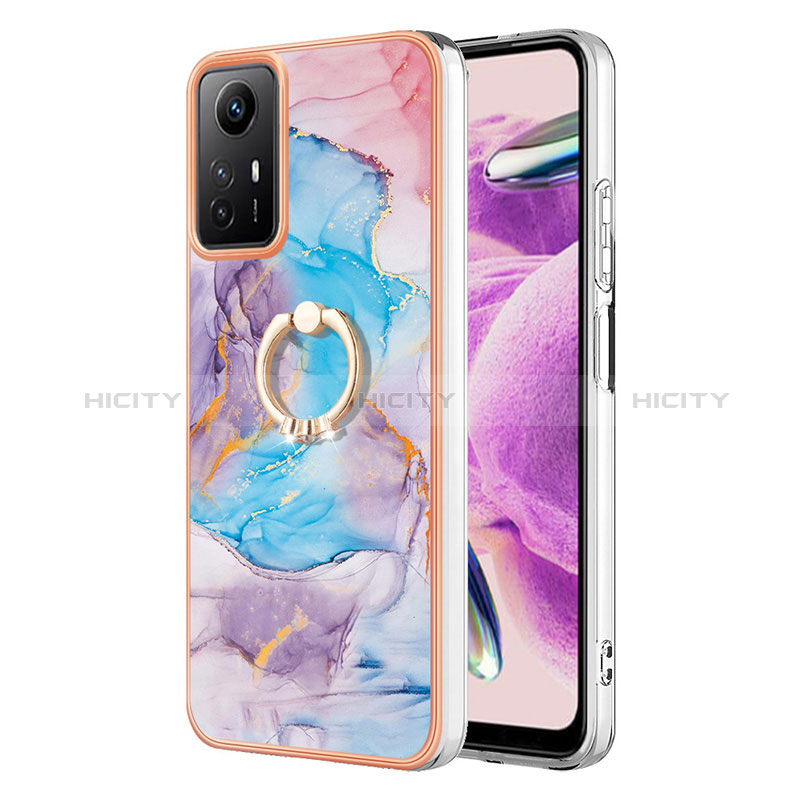 Handyhülle Silikon Hülle Gummi Schutzhülle Flexible Modisch Muster mit Fingerring Ständer YB3 für Xiaomi Redmi Note 12S Blau