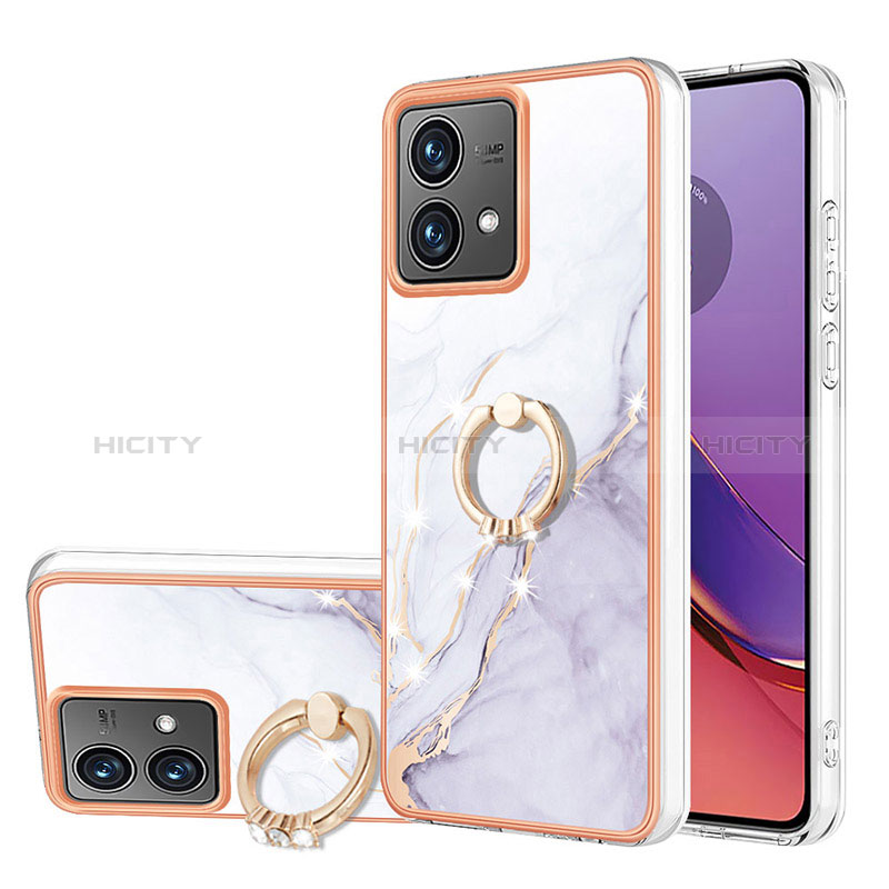 Handyhülle Silikon Hülle Gummi Schutzhülle Flexible Modisch Muster mit Fingerring Ständer YB5 für Motorola Moto G84 5G