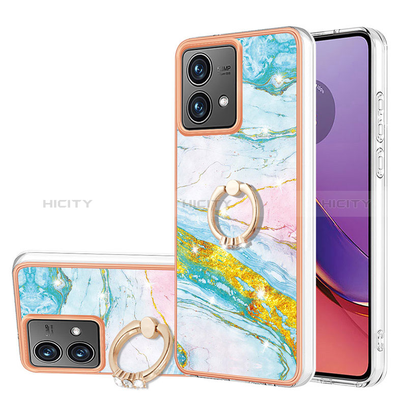 Handyhülle Silikon Hülle Gummi Schutzhülle Flexible Modisch Muster mit Fingerring Ständer YB5 für Motorola Moto G84 5G groß