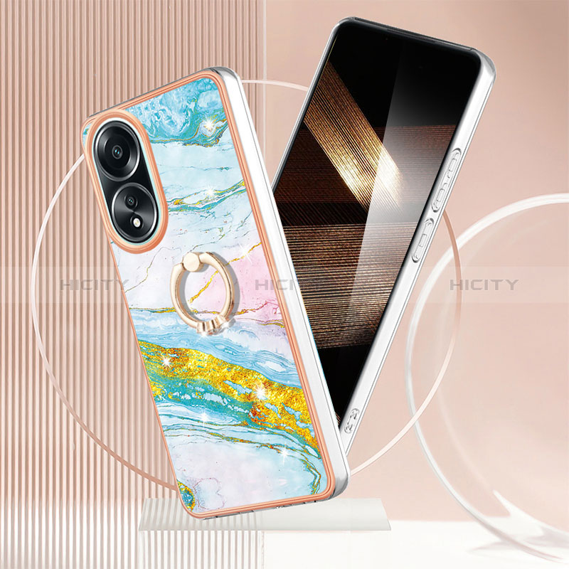 Handyhülle Silikon Hülle Gummi Schutzhülle Flexible Modisch Muster mit Fingerring Ständer YB5 für Oppo A18