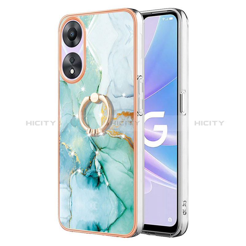 Handyhülle Silikon Hülle Gummi Schutzhülle Flexible Modisch Muster mit Fingerring Ständer YB5 für Oppo A58 5G