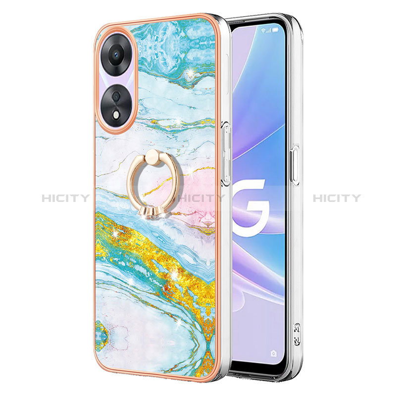 Handyhülle Silikon Hülle Gummi Schutzhülle Flexible Modisch Muster mit Fingerring Ständer YB5 für Oppo A58 5G Bunt Plus