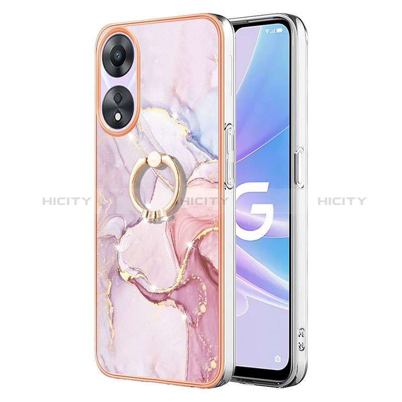 Handyhülle Silikon Hülle Gummi Schutzhülle Flexible Modisch Muster mit Fingerring Ständer YB5 für Oppo A58 5G Helles Lila