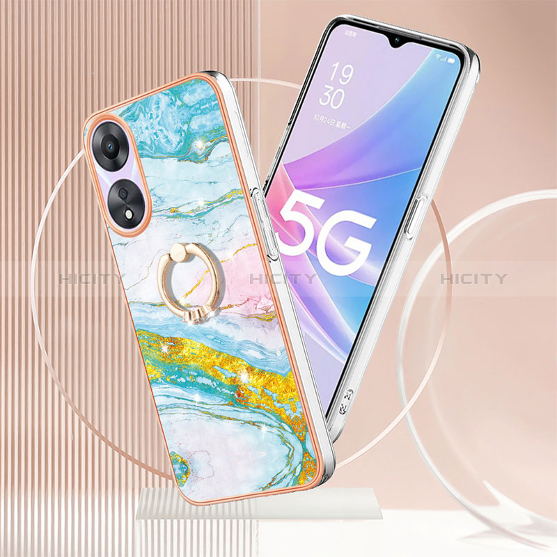 Handyhülle Silikon Hülle Gummi Schutzhülle Flexible Modisch Muster mit Fingerring Ständer YB5 für Oppo A78 5G