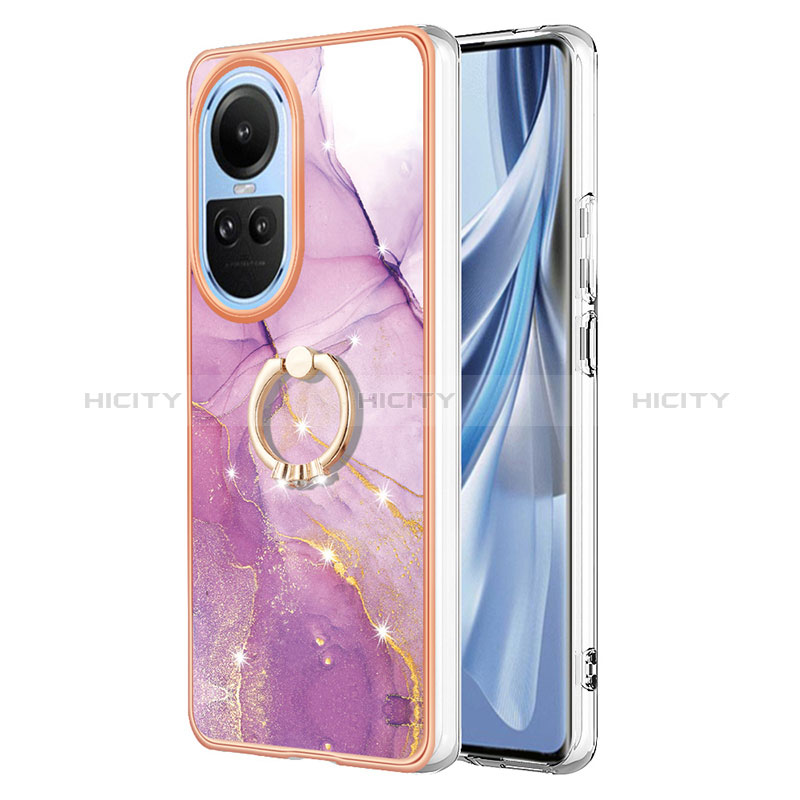 Handyhülle Silikon Hülle Gummi Schutzhülle Flexible Modisch Muster mit Fingerring Ständer YB5 für Oppo Reno10 Pro 5G groß