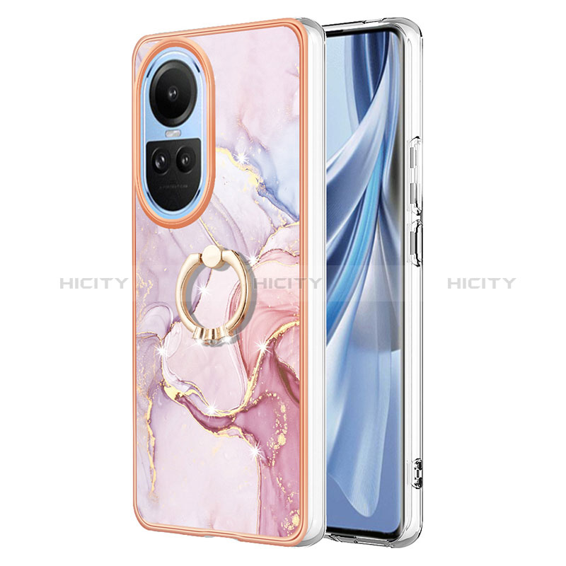 Handyhülle Silikon Hülle Gummi Schutzhülle Flexible Modisch Muster mit Fingerring Ständer YB5 für Oppo Reno10 Pro 5G