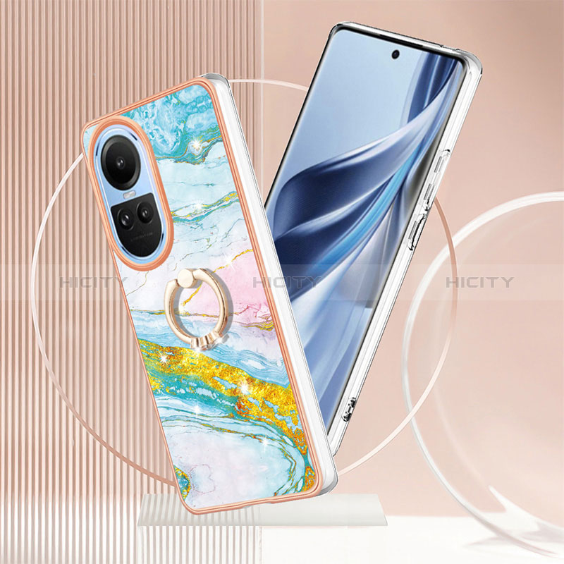 Handyhülle Silikon Hülle Gummi Schutzhülle Flexible Modisch Muster mit Fingerring Ständer YB5 für Oppo Reno10 Pro 5G