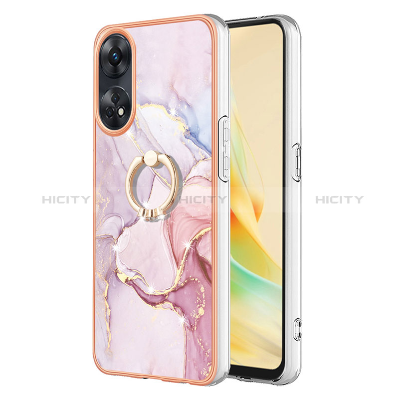 Handyhülle Silikon Hülle Gummi Schutzhülle Flexible Modisch Muster mit Fingerring Ständer YB5 für Oppo Reno8 T 4G groß