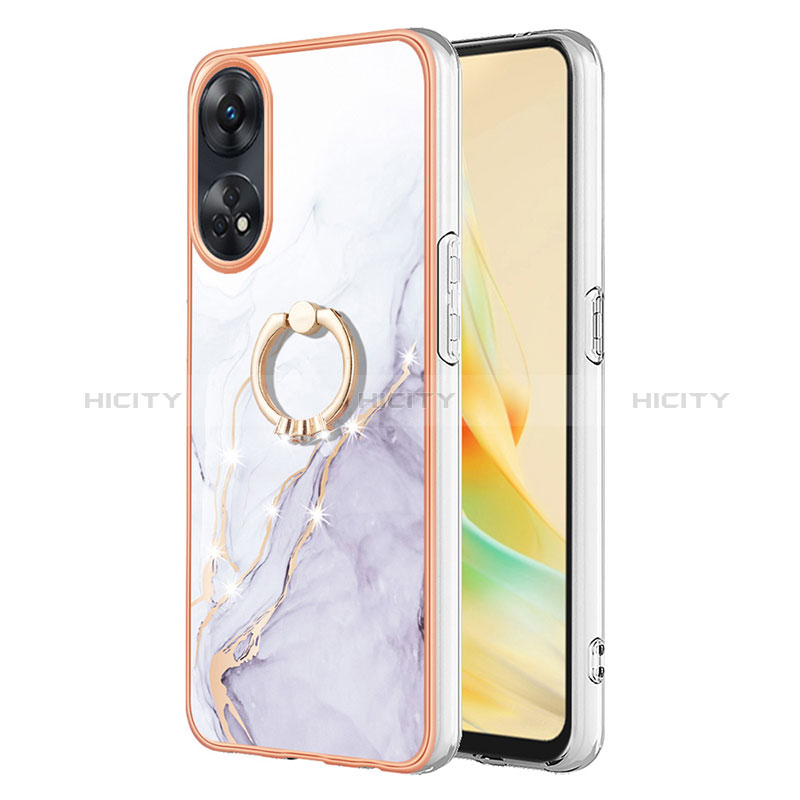 Handyhülle Silikon Hülle Gummi Schutzhülle Flexible Modisch Muster mit Fingerring Ständer YB5 für Oppo Reno8 T 4G